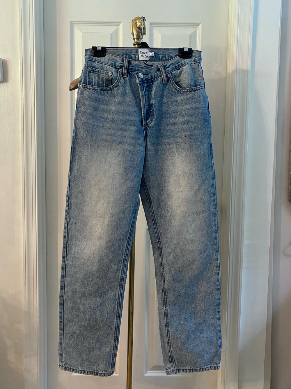 Princess Polly Holly Asymmetric Straight Leg Denim Jeans